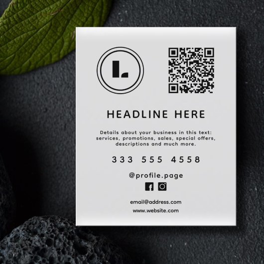 Logo and QR code white minimalist Flyer