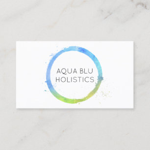 Logo Aqua Blue Waterverf gekleurde cirkel Visitekaartje