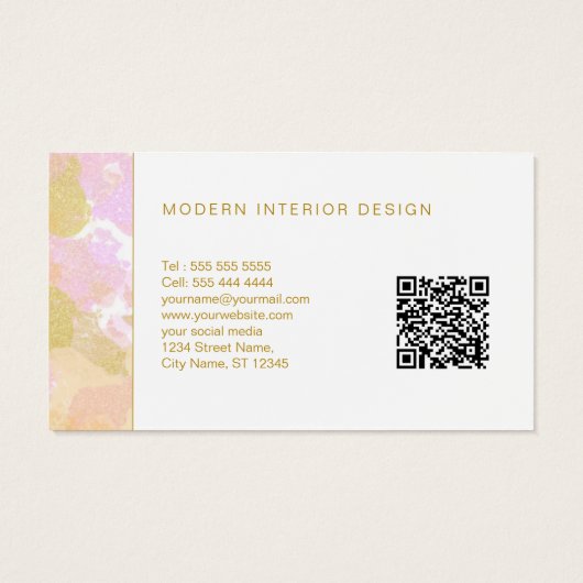 Logo Aquarelle moderne Abstrait Code QR rose or (Dos)