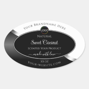 Logo argenté noir et blanc Étiquettes de produits