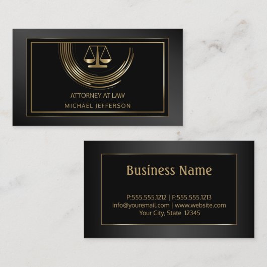 Logo Attorney of Law - Black and Gold Visitekaartje (Voorkant / Achterkant)