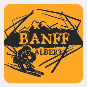 Logo autocollants Banff Alberta Canada orange skie