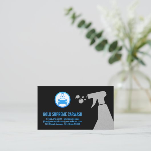 Logo Autowasserij | Reinigingsspray Visitekaartje (Staand voorkant)