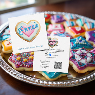 Logo bakkerij ijssuikerkoekjes klein bedrijf vierkante visitekaartje