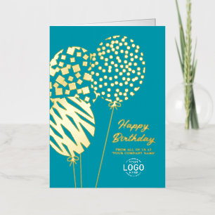 Logo Ballonnen Turquoise Teal Zakelijk Verjaardag Folie Feestdagenkaart
