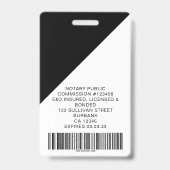 Logo Barcode Black White Modern Employee ID Badge (Back)