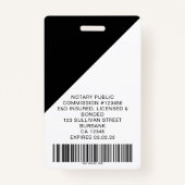 Logo Barcode Black White Modern Employee ID Badge (Achterkant)