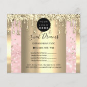 Logo Beauty Makeup Nails Price List Gold Pink Flyer (Voorkant)