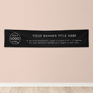 Logo bedrijf   Business Modern Black 12" Spandoek