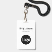 Logo bedrijf met eerste en laatste naambalkcode badge (Voorzijde met lanyard)