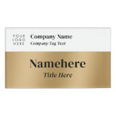 Logo Bedrijf Modern Eenvoudig Faux Goud Grote Tite Naambadge (Voorkant)