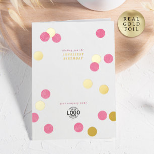 Logo Bedrijfsmodern Roze Goud Gelukkige Verjaardag Folie Wenskaart