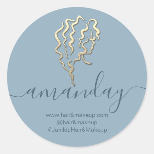 Logo bedrijfsnaam Beauty Studio Smoky Blue Ronde Sticker (Voorkant)