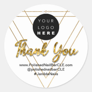 Logo bedrijfsnaam Bedankt voor het winkelen van Gl Ronde Sticker