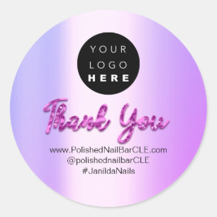 Logo Bedrijfsnaam Bedankt Winkelen Pink Berry Ronde Sticker