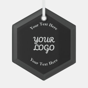 Logo bewerkbaar toevoegen Zwart Glas Ornament