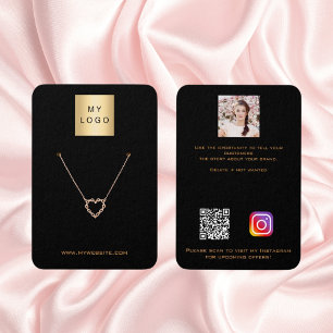 Logo bijoux d'oreille en or noir photo QR affichag