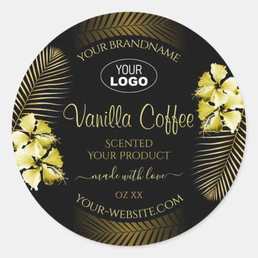 Logo Black Brown Étiquette Gold Hawaii Flowers (Devant)