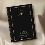 Logo Black & Gold élégant Custom Business 2025<br><div class="desc">Restez organisé et en marque avec un planificateur de marque personnalisé avec ce design élégant Black & Gold Business Logo 2025 Planner. Doté d'un cadre en faux or moderne avec espace pour le logo, le nom et le texte personnalisé de votre entreprise. Un agenda simple, mais élégant, pour vous aider...</div>