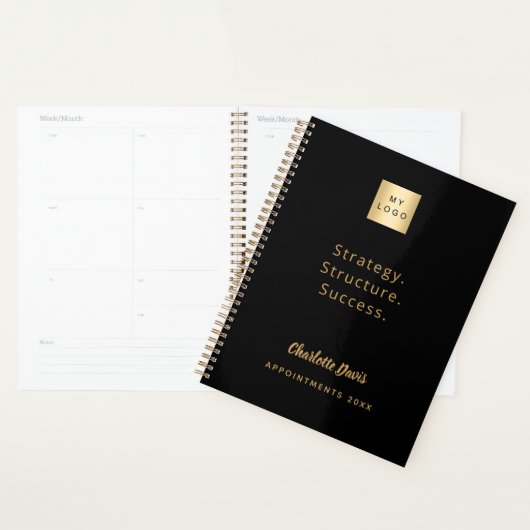 Logo black gold motivational quote business 2026 planner (Display)
