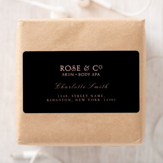 Logo Black Rose Gold Retourner l'adresse Étiquette (En situation)