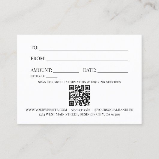 Logo Black White Business Cadeau Certificat (Dos)