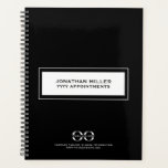 Logo Black White Business Planner<br><div class="desc">Arrière - plan noir et texte blanc. Personnalisez et ajoutez votre logo,  votre nom et une année de titre. Votre logo à la fois sur l'avant et sur l'arrière avec espace pour plus d'informations ci-dessous.</div>