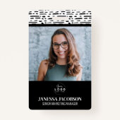 Logo Black White Employee Business Badge (Voorkant)