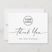 Logo blanc élégant script carte de remerciements (Devant)