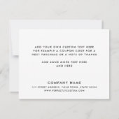 Logo blanc élégant script carte de remerciements (Dos)