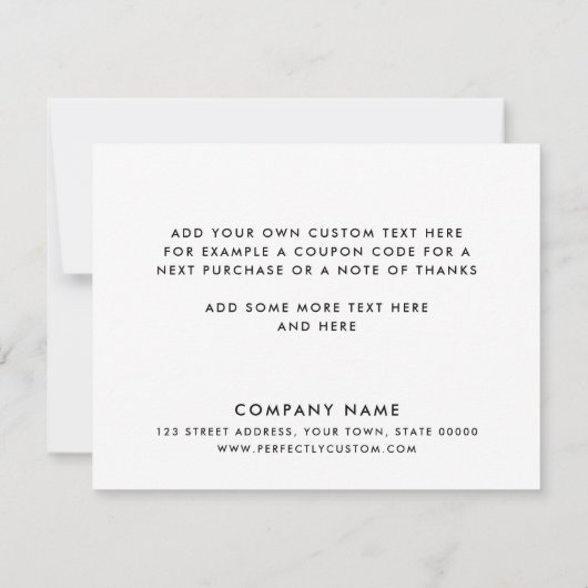 Logo blanc élégant script carte de remerciements (Dos)