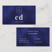 Logo blauw wit monogram initialen minimalistisch visitekaartje (Voorkant / Achterkant)