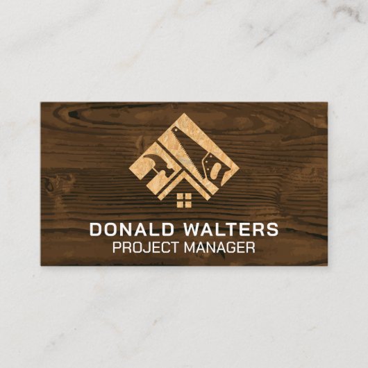 Logo | Blauwdrukken | Hout Visitekaartje (Voorkant)