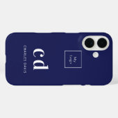 Logo - blauwe witte monogram - initiaal Case-Mate iPhone case (Achterkant (horizontaal))