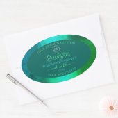 Logo Blauwgroen en groen patroonetiket Ovale Sticker (Envelop)