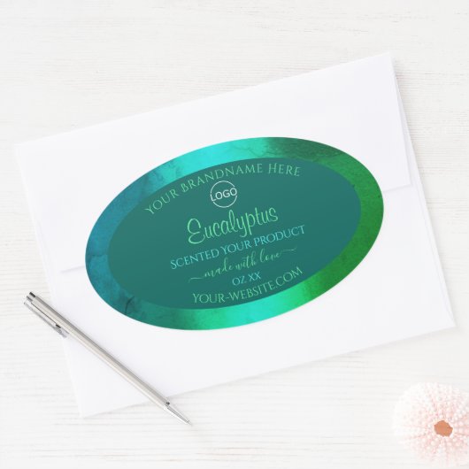 Logo Blauwgroen en groen patroonetiket Ovale Sticker (Envelop)