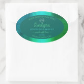 Logo Blauwgroen en groen patroonetiket Ovale Sticker (Tas)