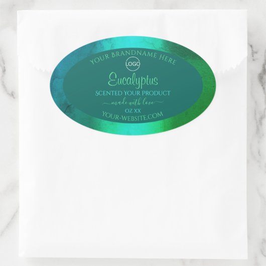 Logo Blauwgroen en groen patroonetiket Ovale Sticker (Tas)