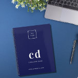 Logo bleu blanc monogramme initiales business 2025<br><div class="desc">Arrière - plan bleu marine et texte blanc. Personnalisez et ajoutez votre logo,  vos initiales monographiques et une année de titre. Votre logo à la fois sur l'avant et sur l'arrière. Espace pour l'adresse de votre site web à l'arrière.</div>