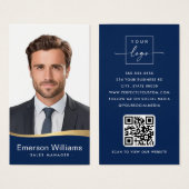 Logo bleu fausse onde dorée Logo photo code QR (Devant & derrière)