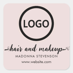 Logo Blush Roze Eenvoudige Typografie Haar Make-up Vierkante Sticker