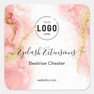 Logo Blush Roze Goud Agate typografie haar make-up Vierkante Sticker