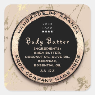 Logo Body Balm Butter Cosmetic Gold Ivory Gold Vierkante Sticker