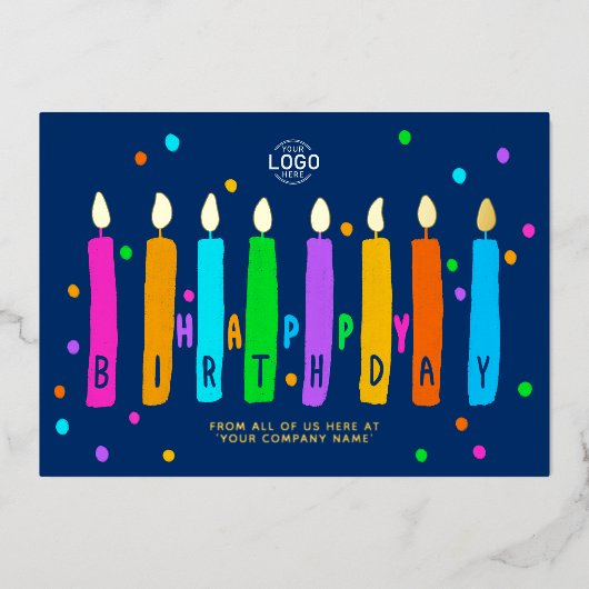 Logo Bougies Navy Blue Business Carte Or Anniversa (Recto)