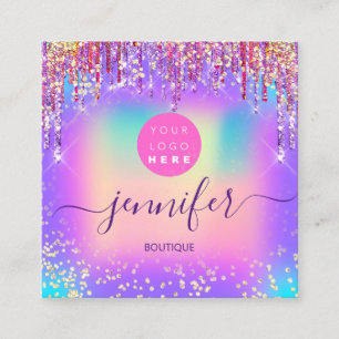 Logo Boutique Shop Glitter Drivers Holograaf Vierkante Visitekaartje