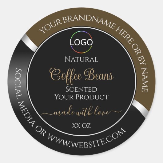 Logo Brown Black Wavy Silver Étiquettes de produit (Devant)
