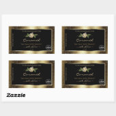 Logo Brown Floral Noir et Or Étiquette (Feuille)