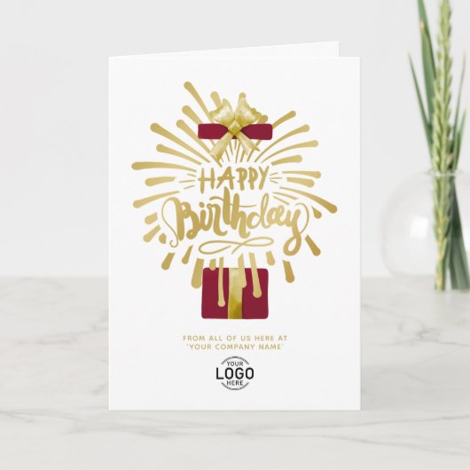 Logo Burgundy Gift Gold Fireworks Group Birthday Kaart (Voorkant)