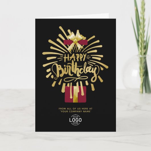 Logo Burgundy Gold Fireworks Black Group Birthday Kaart (Voorkant)