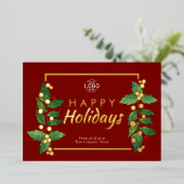 Logo Business Happy Holidays Carte Or Bourgogne (Debout devant)